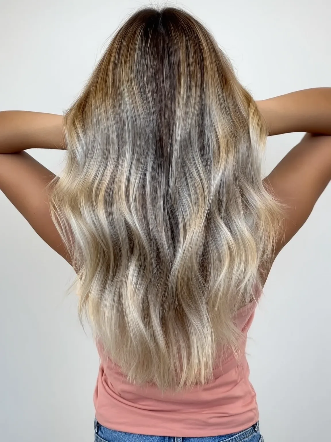 Voluminous Wavy Long Layers with Honey Balayage Highlights